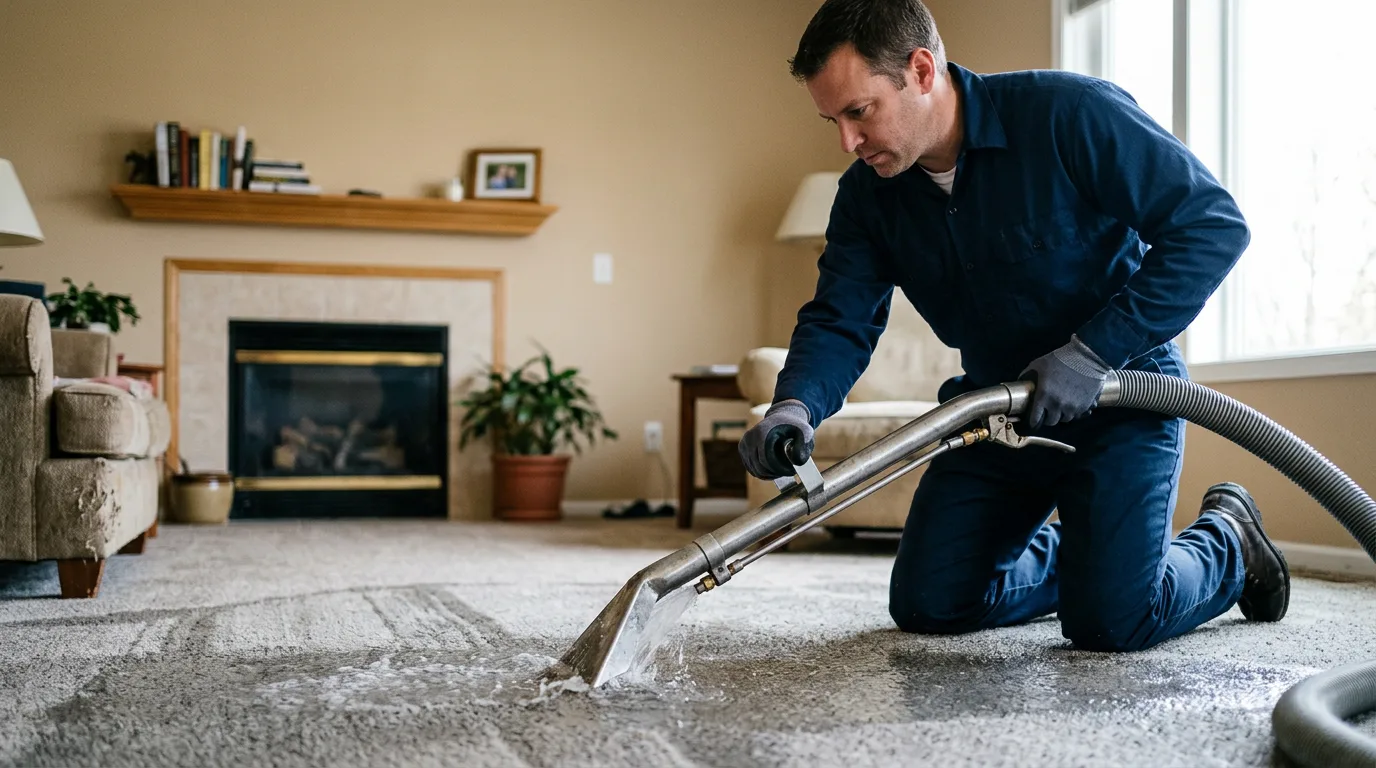 Water damage restoration technician working near Newport, IN
